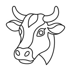 Cow head outline vector illustration farm animal line art simple minimalist drawing livestock symbol dairy farm
