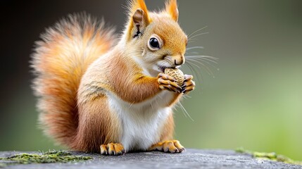 Squirrel enjoying nut