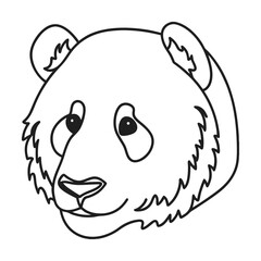 Minimalist panda head outline illustration of adorable bamboo bear for coloring pages and childrens book design