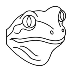 Minimalist line art depiction of a frog head amphibian wildlife illustration design template
