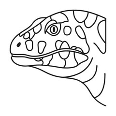 Line art illustration of a blue tongue lizard face with distinct markings reptilian animal