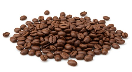 Obraz premium Roasted coffee beans white background. Brazilian food