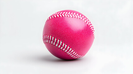 Pink Glitter Baseball on White Background