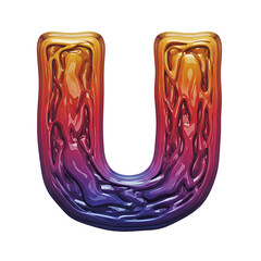 Unique Colorful Letter U Isolated Graphic On White