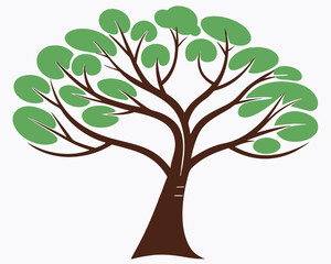 Obraz premium Stylized Tree Illustration with Green Leaves and Brown Trunk