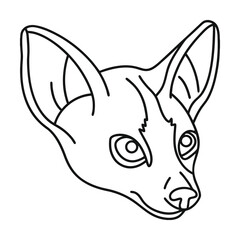 Line art illustration of a fennec fox head minimalist outline drawing of a desert fox