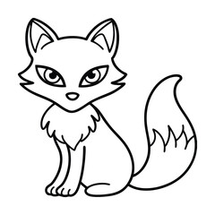 Naklejka premium Cute fox outline illustration vector graphic perfect for coloring books and creative design projects