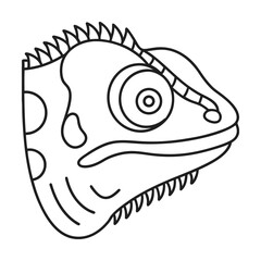 Chameleon head profile line art vector illustration minimalist design reptile isolated on white background