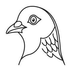 Pigeon head profile outline vector illustration simple bird icon graphic element for design projects