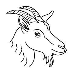 Minimalist black and white goat head illustration vector graphic perfect for farm or zodiac designs