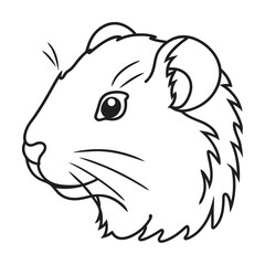 Guinea pig head outline vector illustration animal portrait drawing decorative design black and white pet rodent