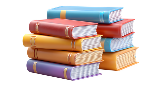 stack of books isolated on white or transparent background