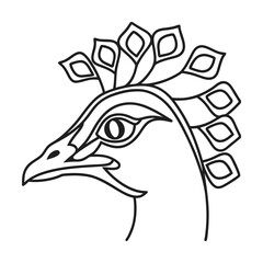 Peacock head outline illustration elegant bird minimalist design isolated on white background
