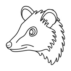 Simple line art of an opossum head vector illustration isolated on white background