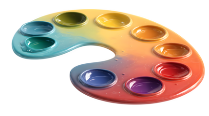 palette with paints isolated on white or transparent background