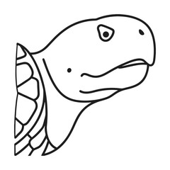 Minimalist turtle head vector illustration simple outline drawing of sea turtle head isolated on white