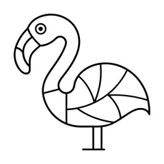Simple line art flamingo vector illustration modern bird outline design isolated