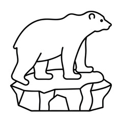Polar bear on iceberg minimalist outline winter wildlife arctic animal illustration