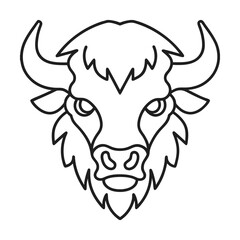 Minimalist line art illustration of a bison or buffalo head vector icon design