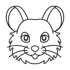 Cute mouse face outline vector illustration for coloring books and educational resources