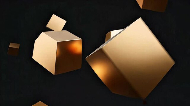 Moving Bronze Cubes in Abstract 3D Space - Elegant Background Loop.
Perfect for corporate presentations, luxury branding, title sequences, website hero sections, motion graphics interstitials, etc.