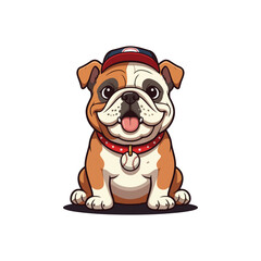 Cute bull Dog Eating Bone Cartoon Vector Icon Illustration. Animal Nature Icon Concept Isolated Flat