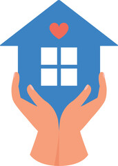 House in hand, home care, Happy authentic family, Protection family concept.
