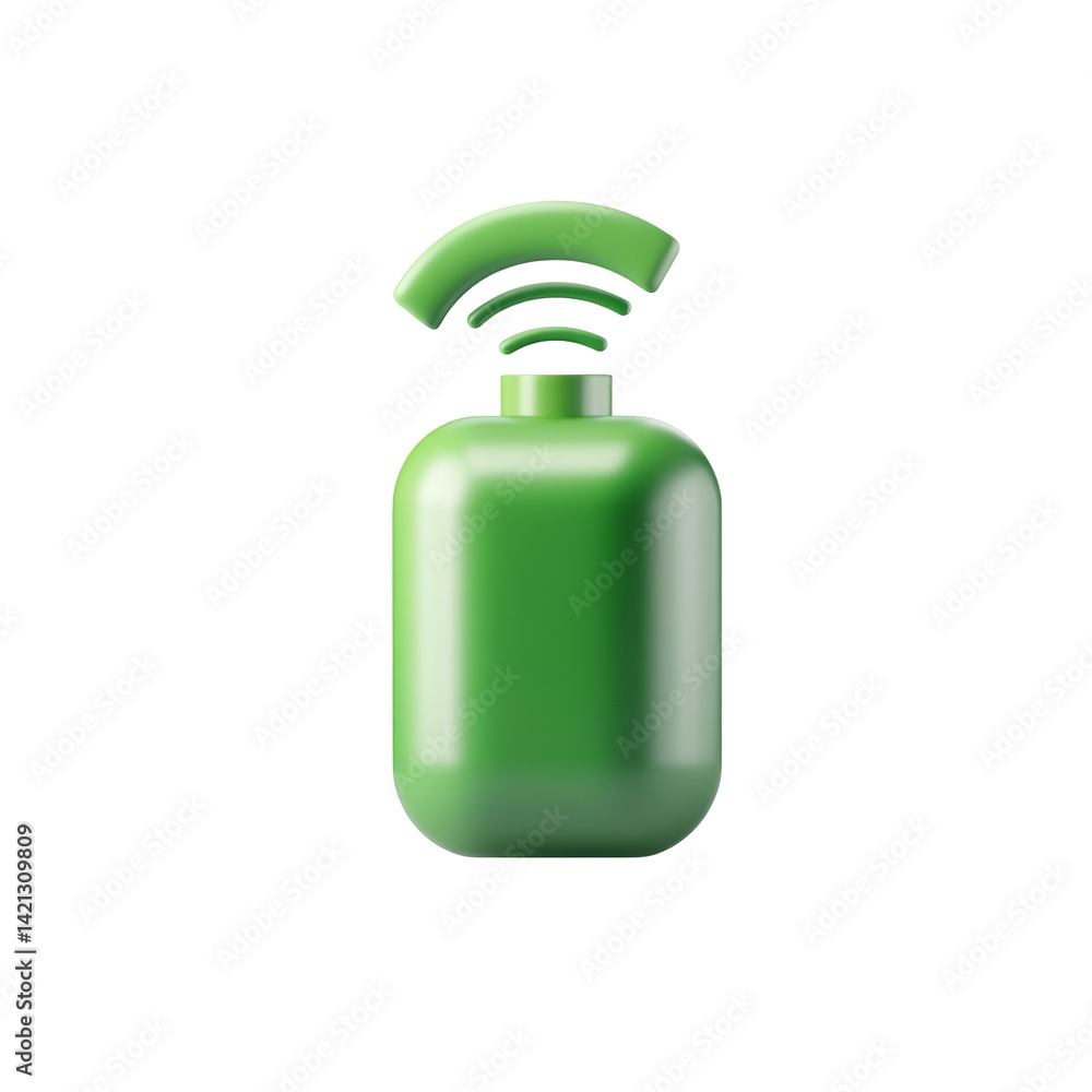 Aufkleber smooth green bottle icon with floating wifi signal shapes above