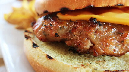 Cheese burger street junk and fast food
