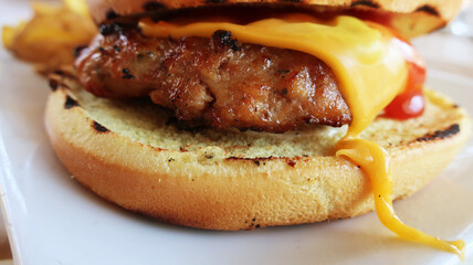 Cheese burger street junk and fast food