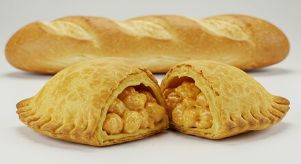 French bread white background. Brazilian food