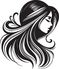 Elegant Abstract Female Silhouette Vector with Flowing Hair on White Background