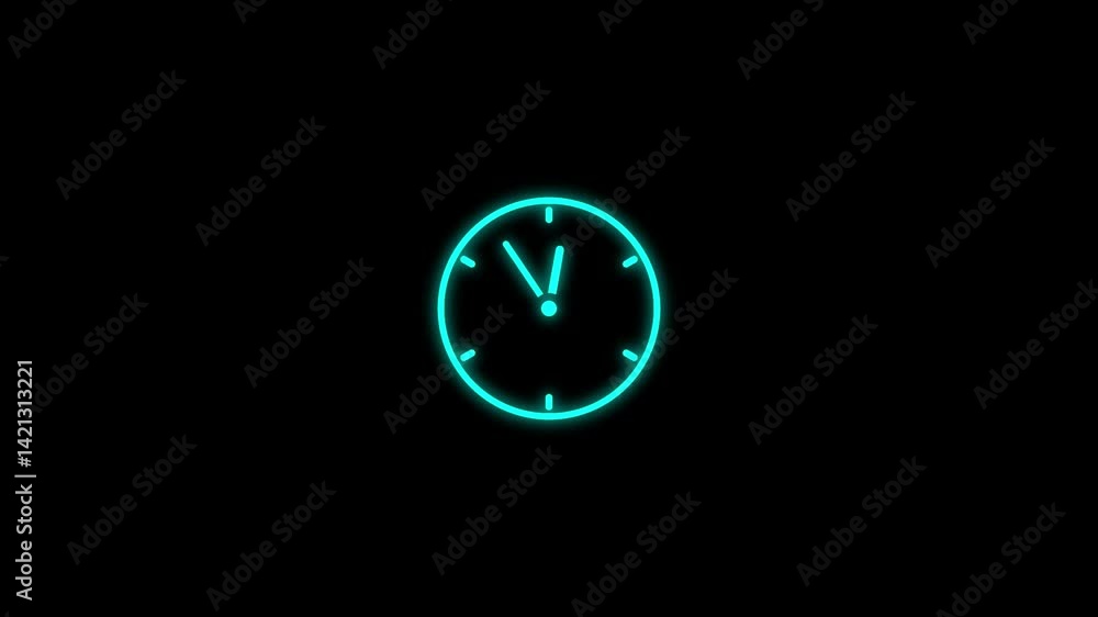 Poster clock icon animation on background ,simple clock icon concept