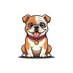 Cute bull Dog Eating Bone Cartoon Vector Icon Illustration. Animal Nature Icon Concept Isolated Flat