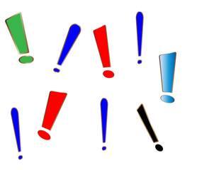 Illustration of icon in vector drawing style, with exclamation mark. Danger, attention, , exclamation mark warning attention.