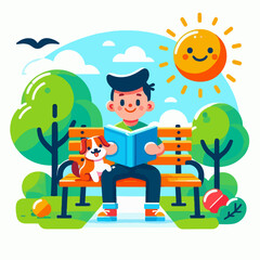 boys studying in the park