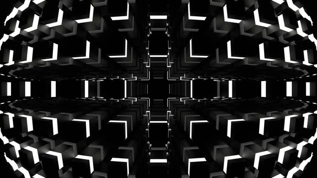 Black and White Neons Moves in Rectangles Background VJ Loop in 4K