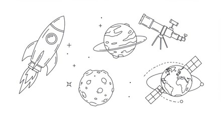 Obraz premium Basic Space and Astronomy Illustrations