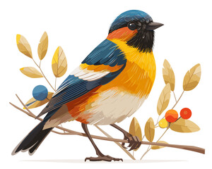 Vector illustration of a cute bird sitting on a branch