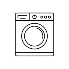 Outline icon of a washing machine on transparent background  