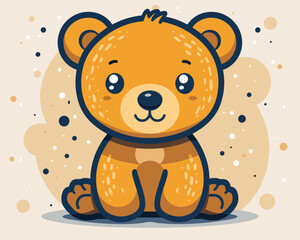 Fototapeta premium Cute Cartoon Brown Bear. Vector Illustration of Wild Animal.