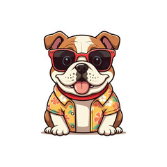 Cute bull Dog Eating Bone Cartoon Vector Icon Illustration. Animal Nature Icon Concept Isolated Flat