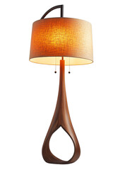 Obraz premium Elegant Walnut Wood Floor Lamp with Beige Shade