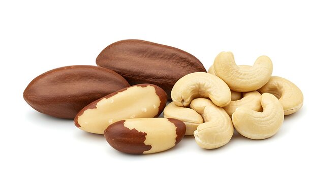 Cashew nuts Par nuts Brazil white background. Brazilian food