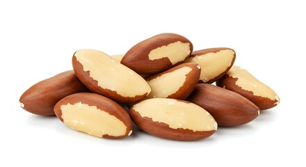 Tasty brasil nuts isolated white background. Brazilian food