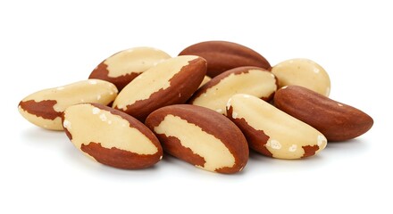 Fototapeta premium Brazil nuts without shells white background. Brazilian food