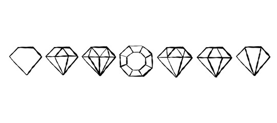 Collection of black and white diamond shapes retro graphic style. Design element for branding, geometric decor or stylish visual concepts