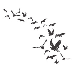 Set of hand drawn bats flying illustrated in pencil style vector illustration. Spooky design element for Halloween designs or party invitations