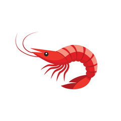 Naklejka premium Red shrimp flat vector illustration on white background