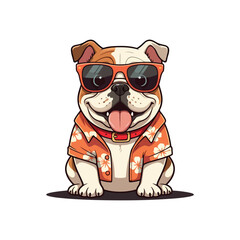 Cute bull Dog Eating Bone Cartoon Vector Icon Illustration. Animal Nature Icon Concept Isolated Flat